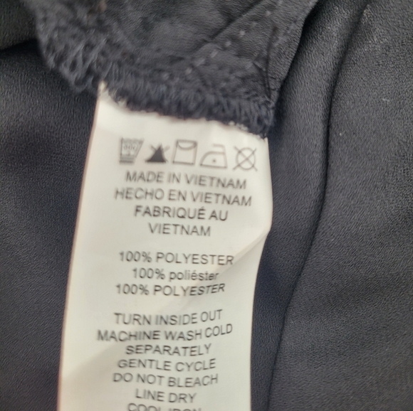 Michael Kors black long sleeves semi sheer faux wrap blouse Size L New - Picture 5 of 5